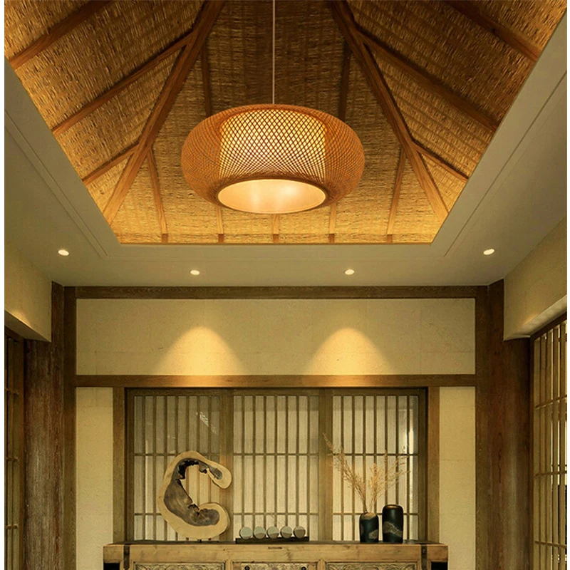 Custom Lampshades Vintage And Rustic Design Home Lighting Hall Chandelier Lamps Hand-woven Lampshades