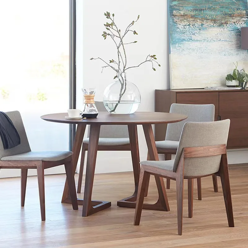 Modern coffee shop restaurant furniture sofa sets Scandinavian solid wood round dining table cafe dining table and chair set