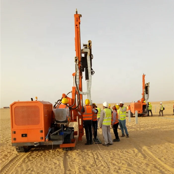 Ground mount solar pv power plant pile ramming machine for pile screw solar structure solar brackets on ground four piles