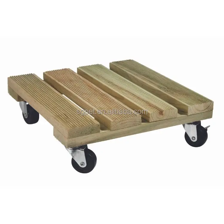 Wholesale custom Wooden plant mover with wheels, Plant pot Trolley