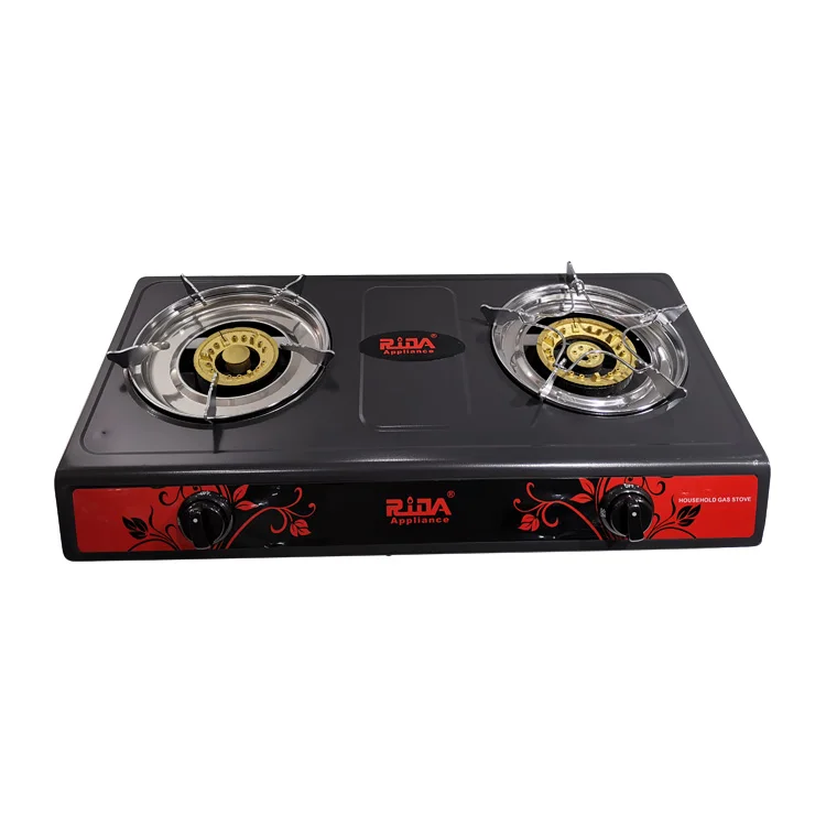 
home use customized cold sheet electroplate silver grills knob 2 burner table gas stove manufacturing 