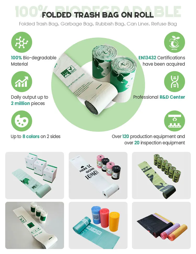 Customized heavy duty plastic bag package waste garbage plastic rubbish bag in rolls medium size