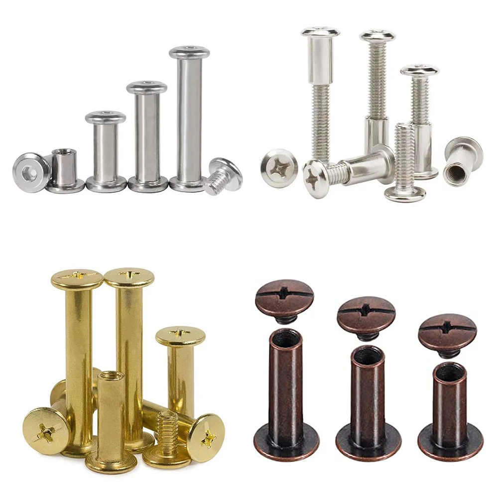Chicago Screws Stainless Steel 12Mm 10Mm 3Mm M25 Black Brass Custom Binding Post Chicago Screws For Leather