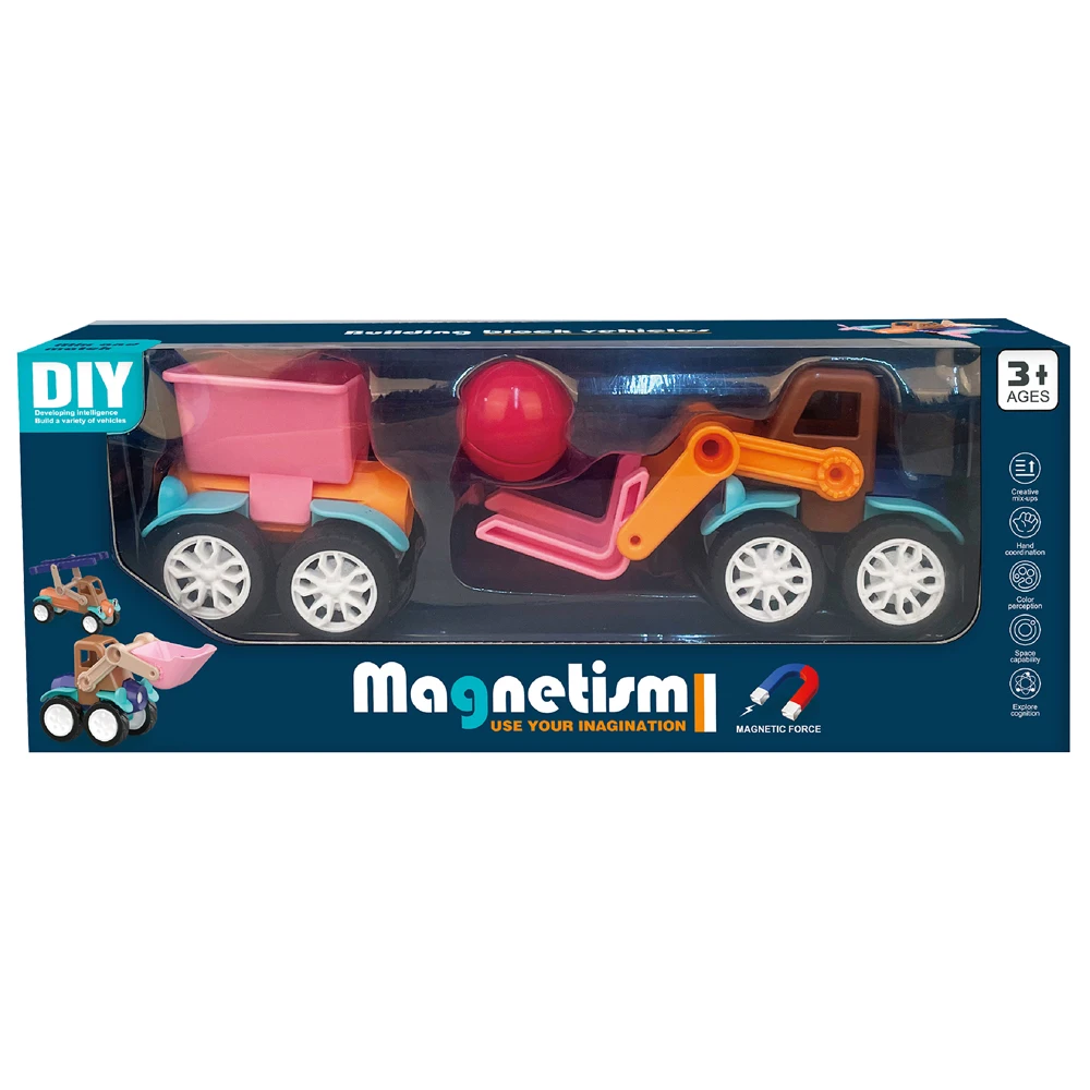 Hot selling products 2023 DIY building block vehicles sets magnetic Montessori Educational toys car juguetes para los ninos
