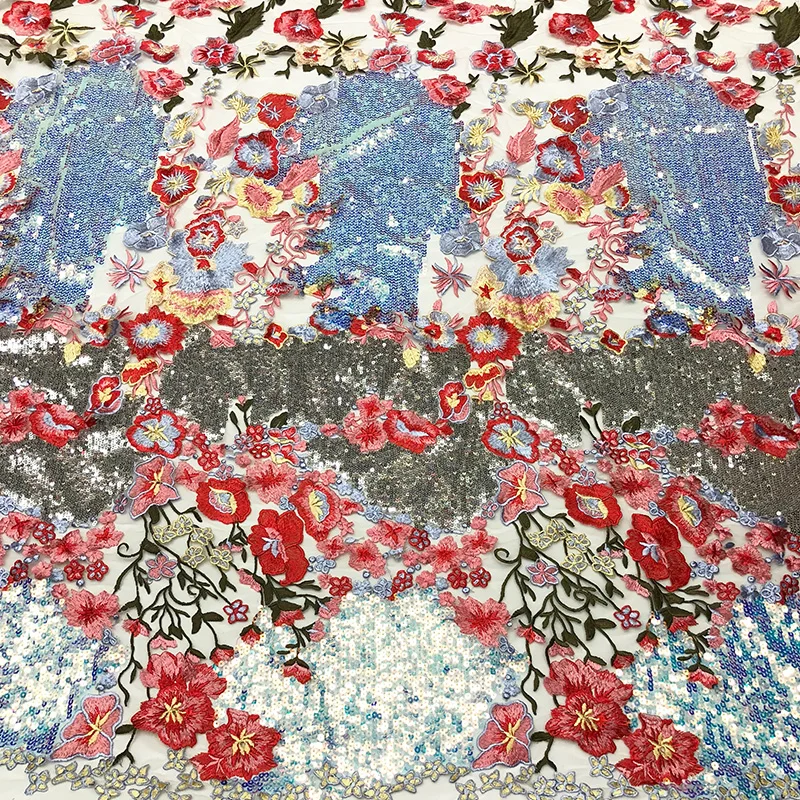 Factory wholesale 2021 new wear-resistant lace embroidery temperament cheongsam dress sequin fabric clothing material