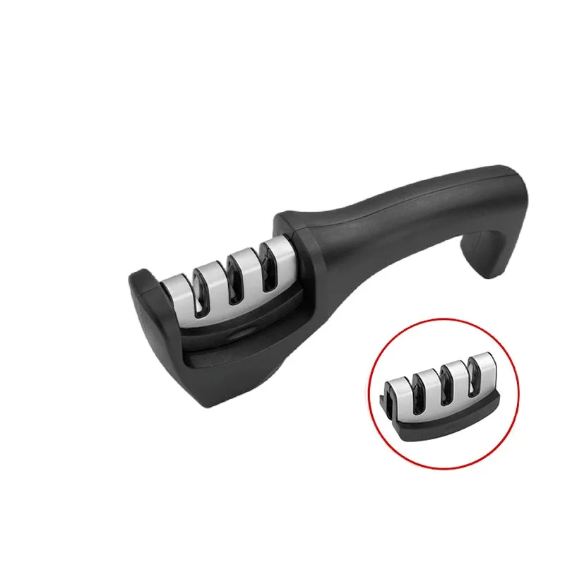 Non slip Rubber Handle Quick Manual Sharpener Kitchen stainless steel Multi-function Knife Sharpener