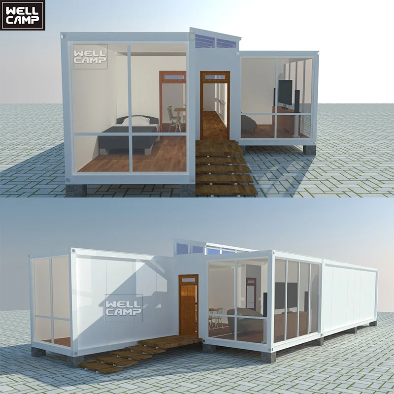 Прочный и долговечный стальной китайский роскошный плоский контейнер WELLCAMP гостиничный модульный съемный сборный дом современная техническая