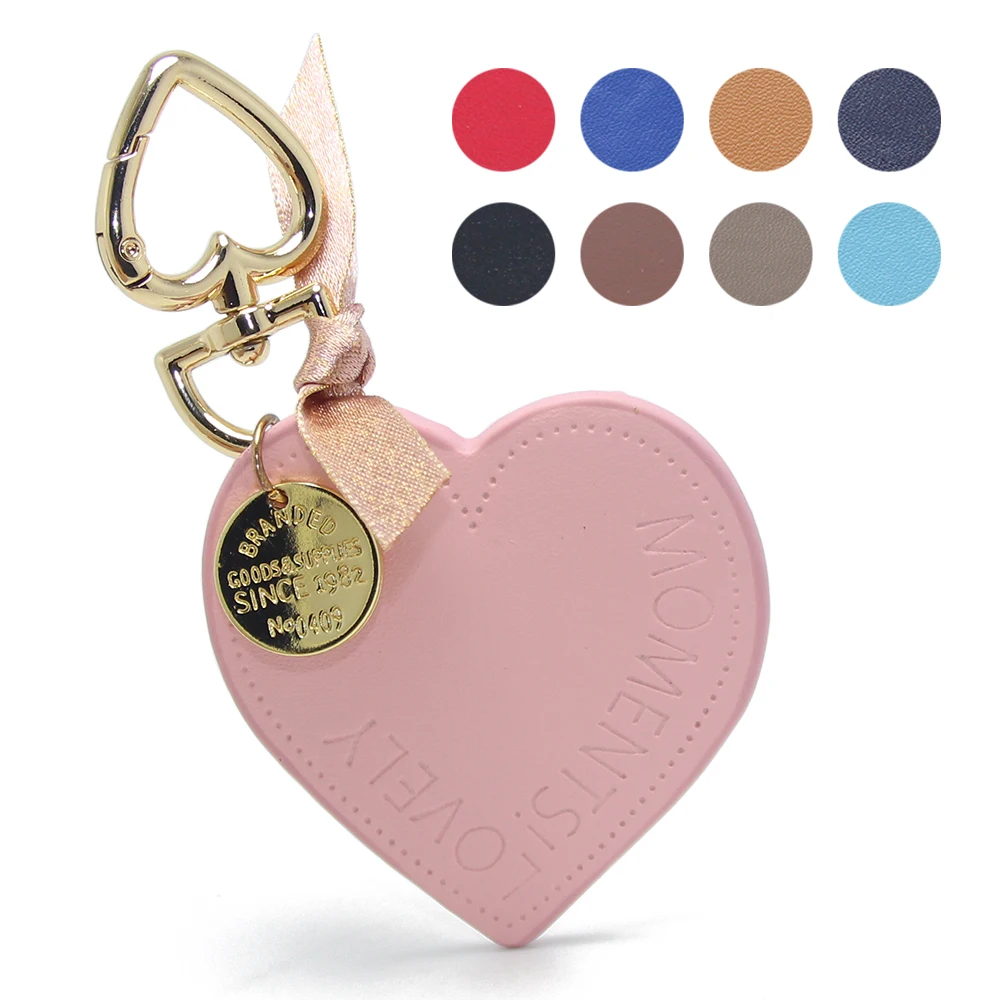Wedding Favor Gifts PU Leather Key Fob Bag Holder Metal Gold Heart Keyring Decoration Ribbon Key Chain Leather Heart Keychain