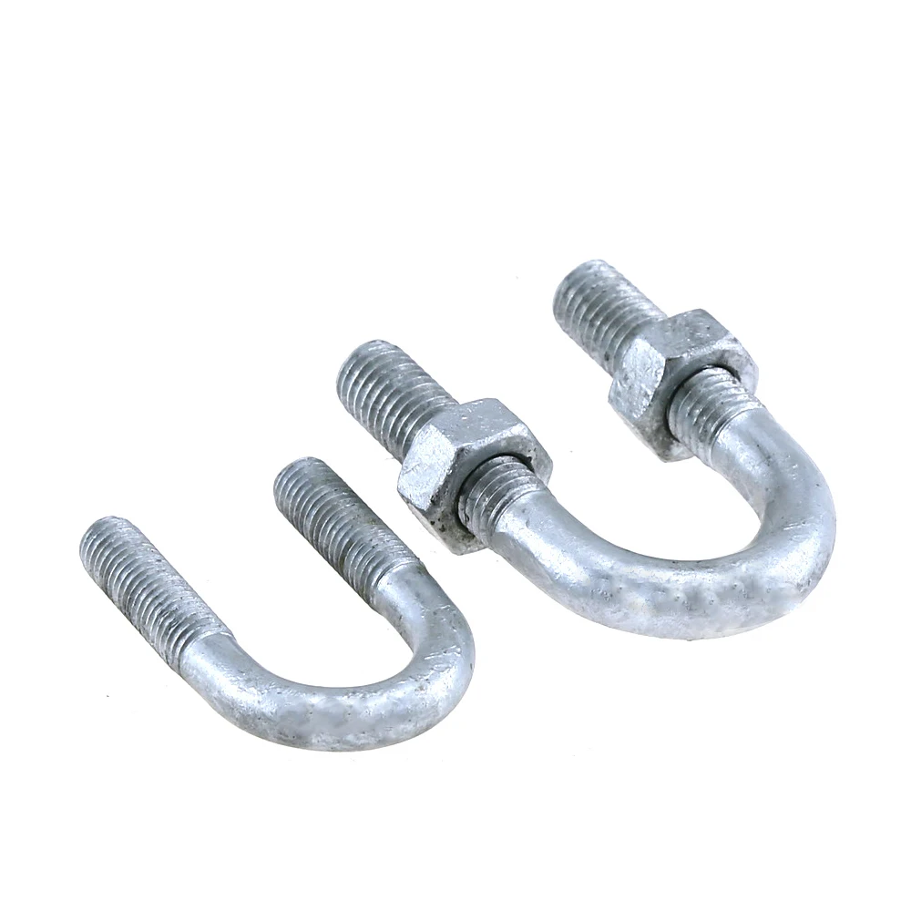 China Manufactory Double U Bolt M10 M12 M16 Carbon Steel HDG Square U Bolt