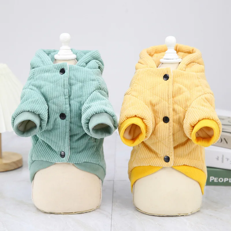 Hoodie Sweatshirts Luxury Corduroy Winter Dog Clothes for Small Pet Coat Clothing Puppy Cat