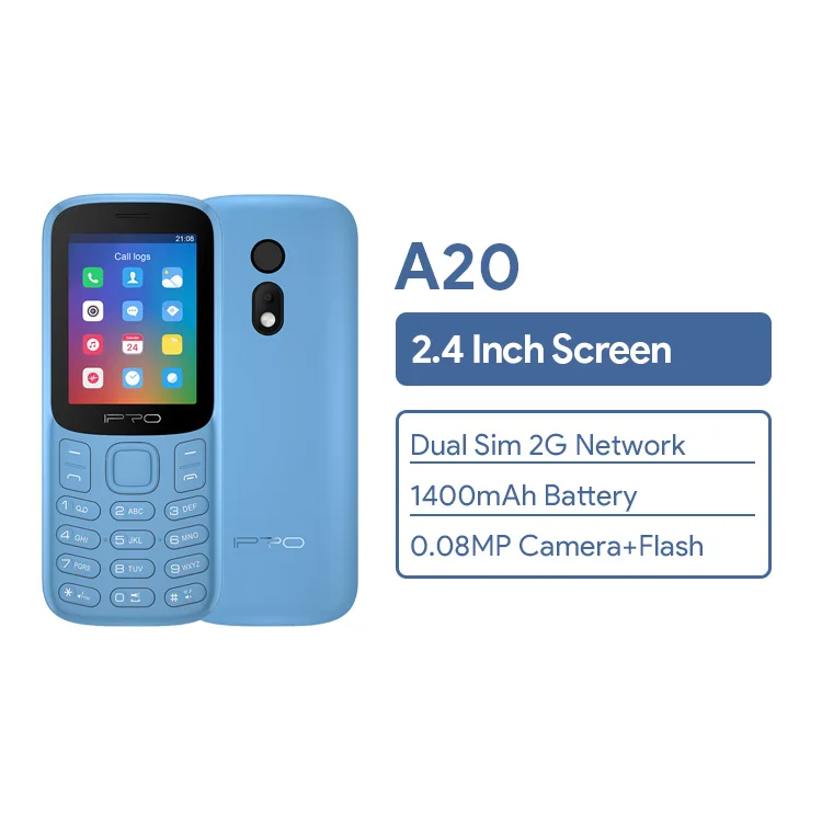 Wholesale Goabel Version Telephone A20 IPRO 2.4 Inch Big Battery Long Standby Feature Phone With Bright Torch