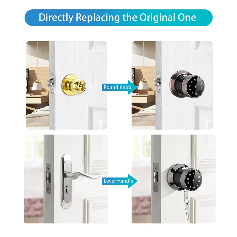 Digital wifi fingerprint smart outdoor biometric electronic door knob smartlock smart key ttlock ble app control lock