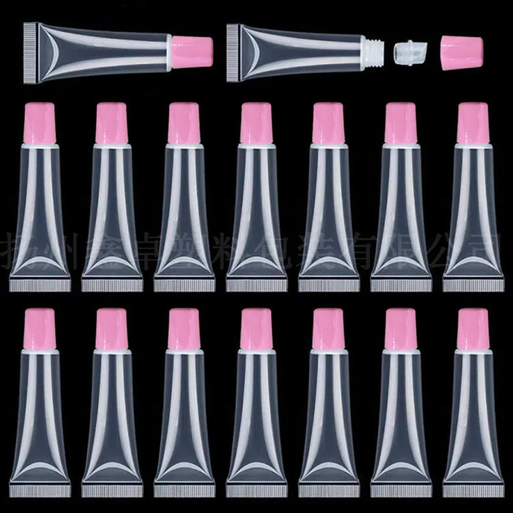 Custom 5ml 20ml red black rose gold white top lip gloss squeeze tube empty lipgloss lip balm round logo printing plastic tube