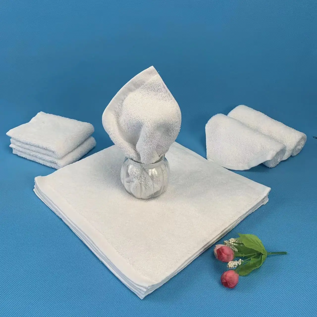 Disposable cotton small oshibori hand towel in bulk for restaurant for wet towel production line