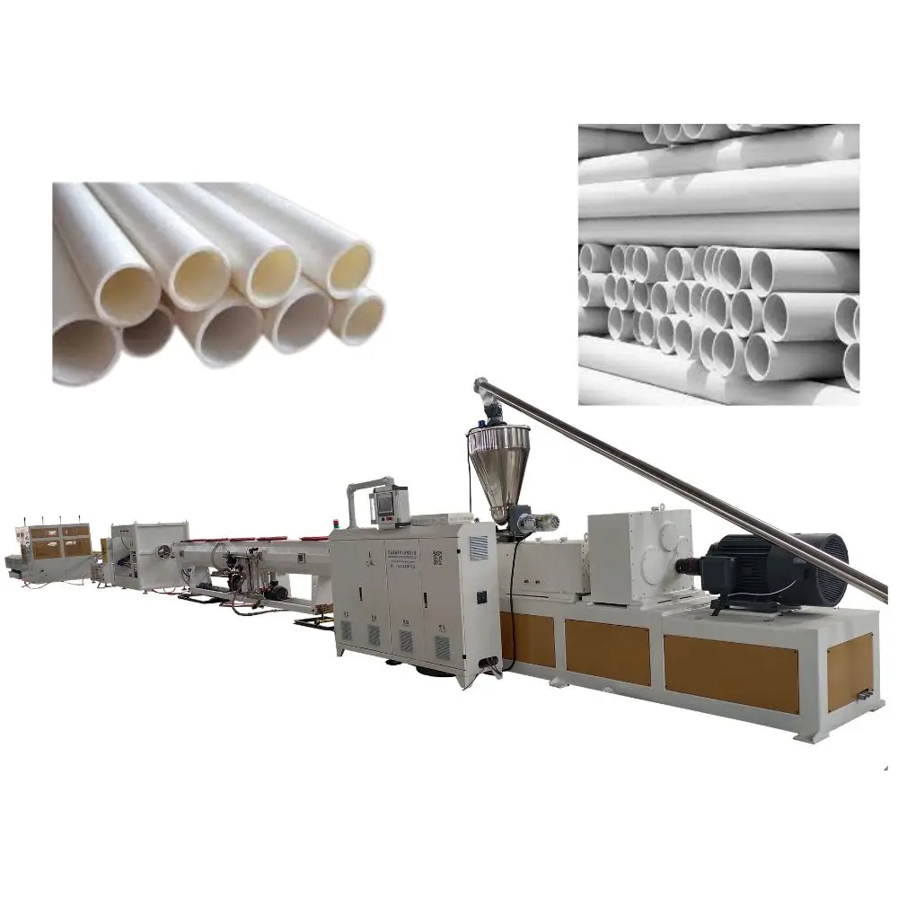 Double Screw PVC UPVC Plastic Pipe Tube Plumbing Sewage Drainage Bellows Water Extrusion Making Machine Line