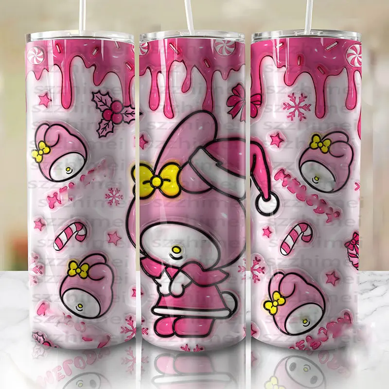 High Quality 20oz Skinny Tumbler 3D Kittymas Christmas Coffee Cup Custom Sublimation Print Stainless Steel Tumblers with Straw