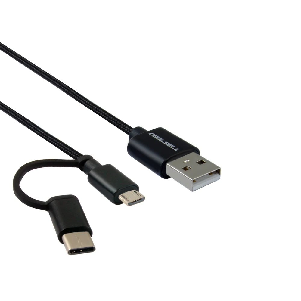 2 в 1 USB кабель USB для Micro USB и Type-C кабель для синхронизации данных и зарядки для Google Samsung HTC HUAWEI Android сотовый телефон