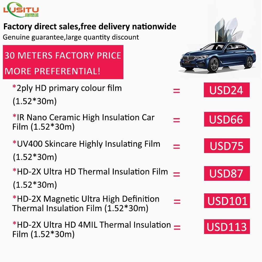 Теплоизоляция с УФ-защитой Ультрапрозрачная нано-керамическая тонированная пленка для автомобиля Тонировочная окон на солнечной батарее