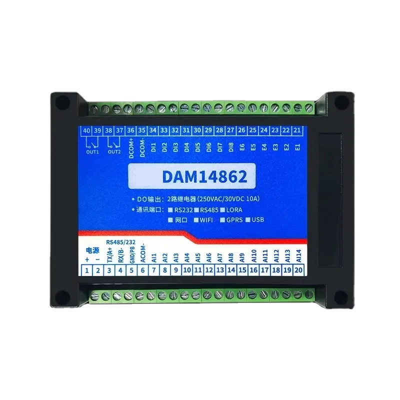2 channel relay output and 8 channel switch digital input  pulse counter 14 channel analog data acquisition