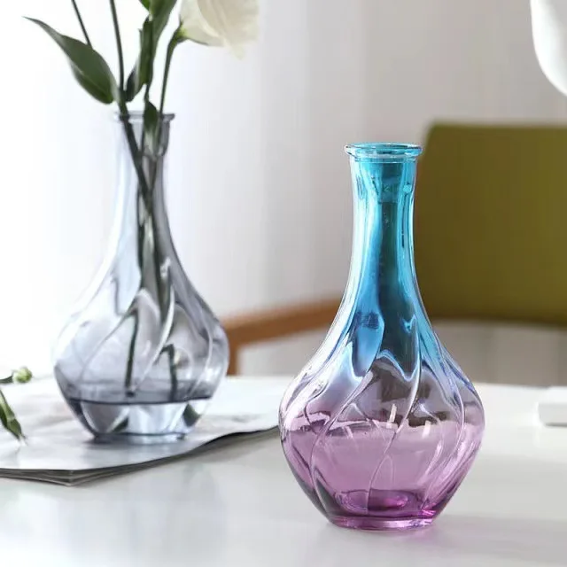 Nordic Creative Simple Glass Vase Transparent Hydroponic Plant Colored Vase Office Table Decorative Glass Manufacturer