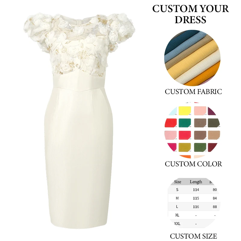 ZYHT 21363 Women Formal Dresses 3D Flower High Waist Bodycon Party Elegant Clothes Summer Casual Dresses for Women