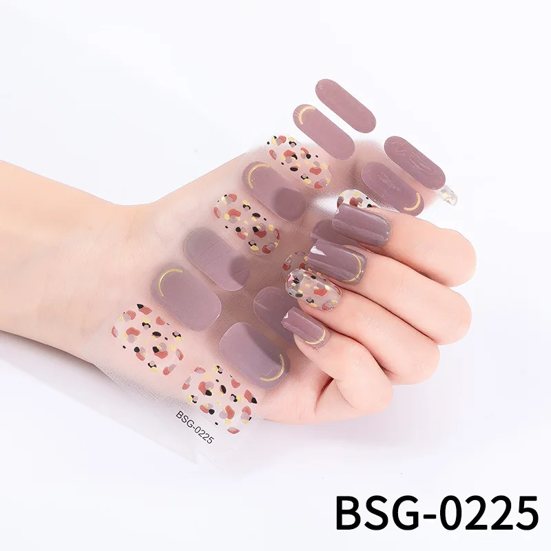 OMG 2022 gel nail stickers semi cured gel nail sticker esmalte semipermanente unas postizas custom nails