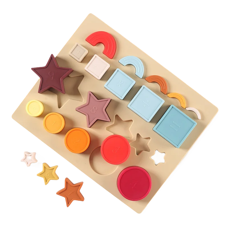 NEW Early Educational Toys Silicone Rainbow Stacking Ring Tower Game Blocks Baby Montessori Toys