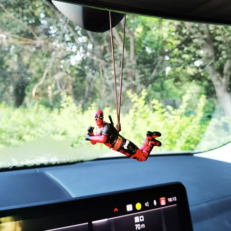 Car Interior Decor Resin Reading Book Deadpool Rear View Hanging Mini Pendant