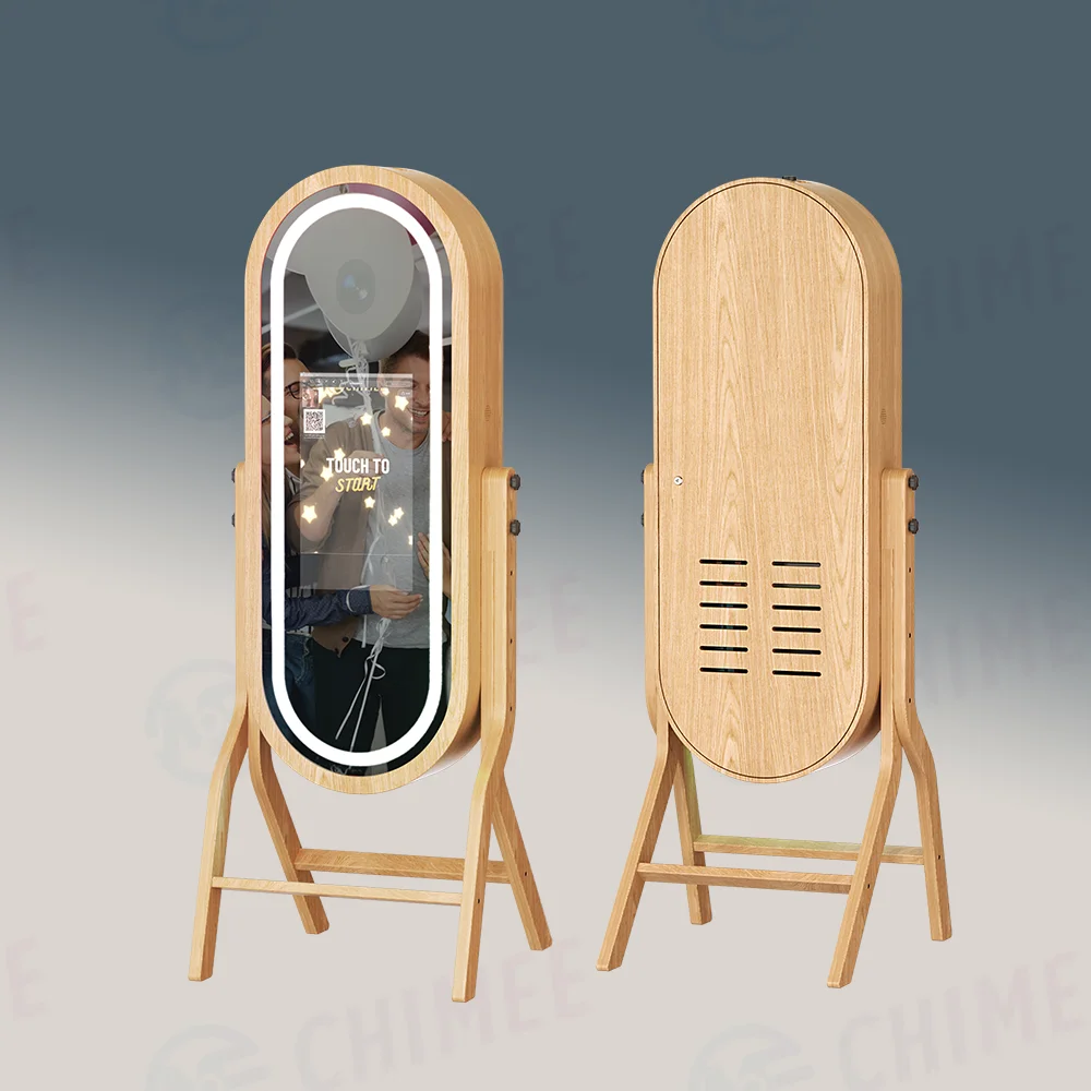 Newest Wooden Magic Mirror 21.5inch Touch Screen Photo Booth Wedding Party Business Wooden Photo Booth