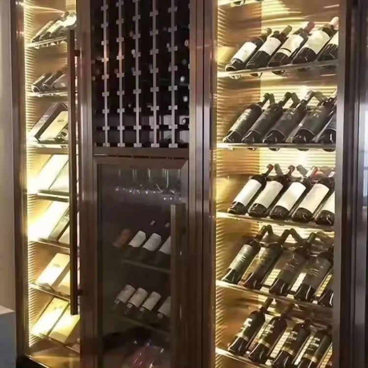 Stainless steel wine display shelves temperature control wine cabinet for restaurant
