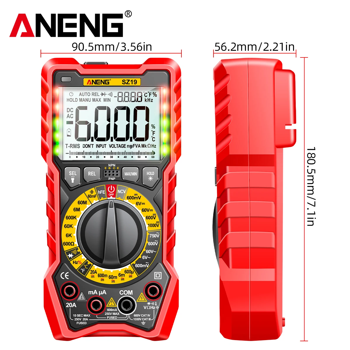 ANENG SZ19 Digital Multimeter 6000 Counts Multimetro Avometer Transistor Capacitor Tester Profissional Lcr Meter