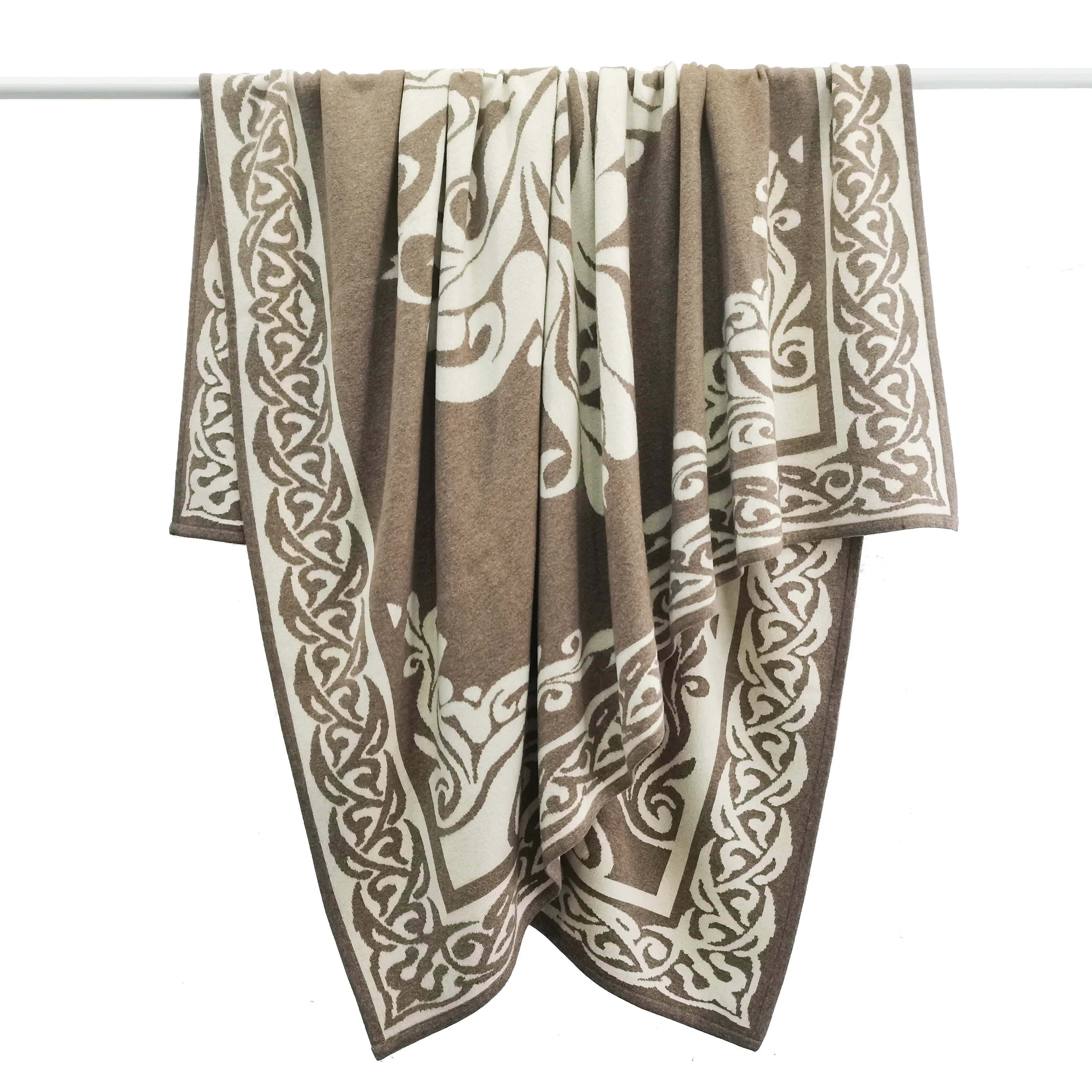 2024 New Large Knitted Wool Blanket 180*200cm Luxury Seamless jacquard Warm Thick Flower Sofa Bed Fleece Wool Blanket