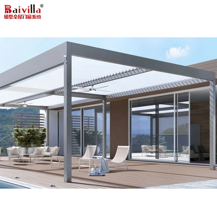 Прочная беседка темно-серого цвета для сада, Новейший современный дизайн