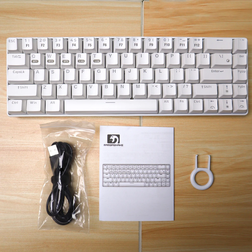  Портативная механическая клавиатура 68 клавиш RGB подсветка компьютерная игровая Беспроводная для IOS Android