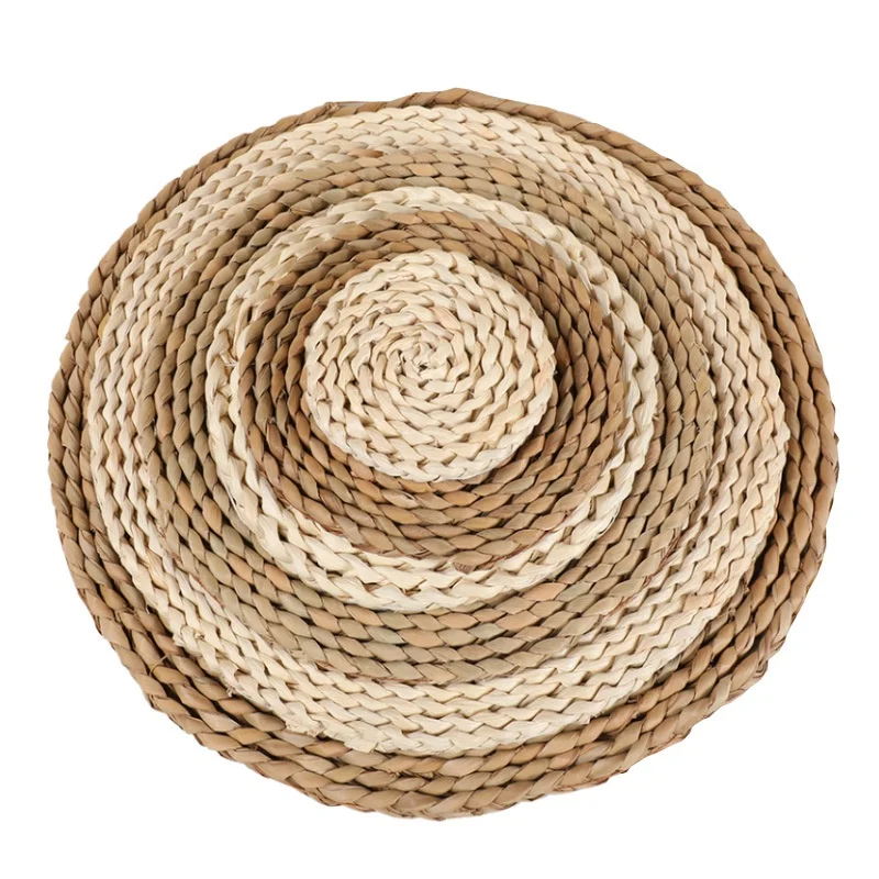 Wholesale handmade corn husk woven round rattan placemats woven placemats
