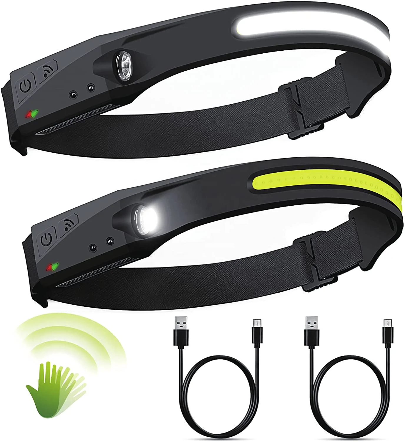 New Cob Head Lamp Led Sensor Rechargeable Running Light Waterproof Headlamps For Hunting