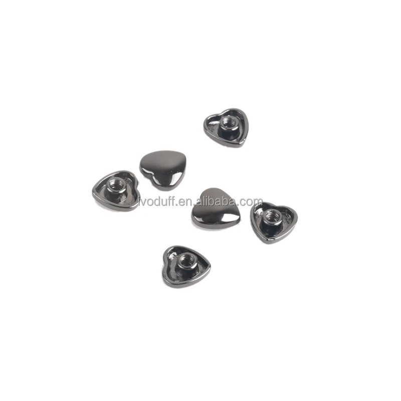 Various Color 10mm Metal Heart Shape Handbag Garment Leather Screw Rivet Stud