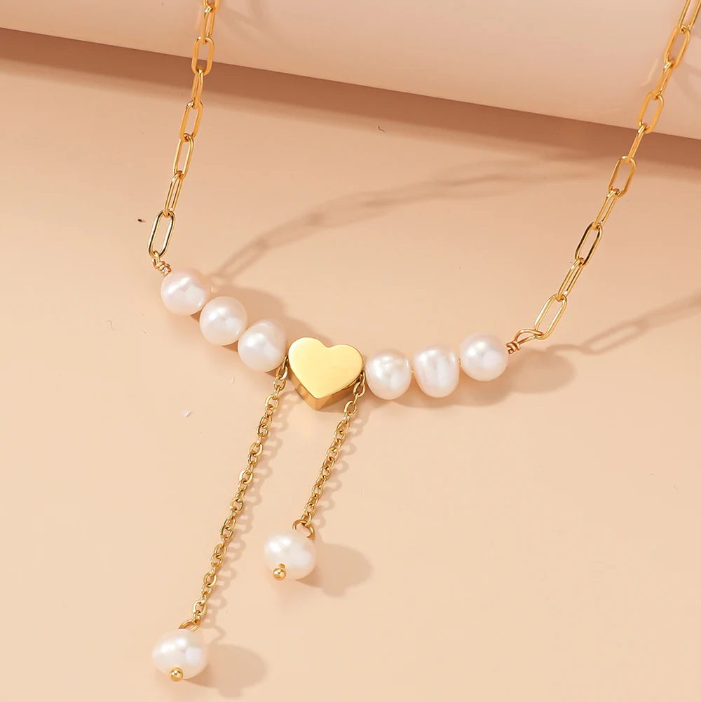 Natural Stone Pendant 304 Stainless Steel Gemstone Pearl Necklace Design Short Necklace