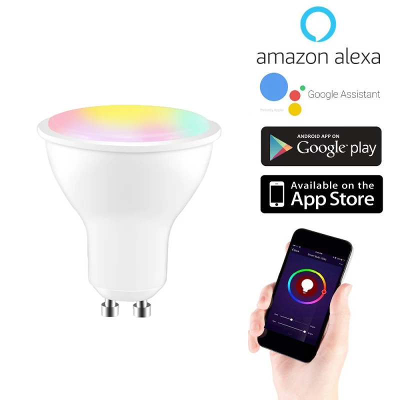 Amazon Alexa Google Assistant RGB CCT 5W WIFI BLE gu10 led bulbs dimmable smart bulb gu10 for home