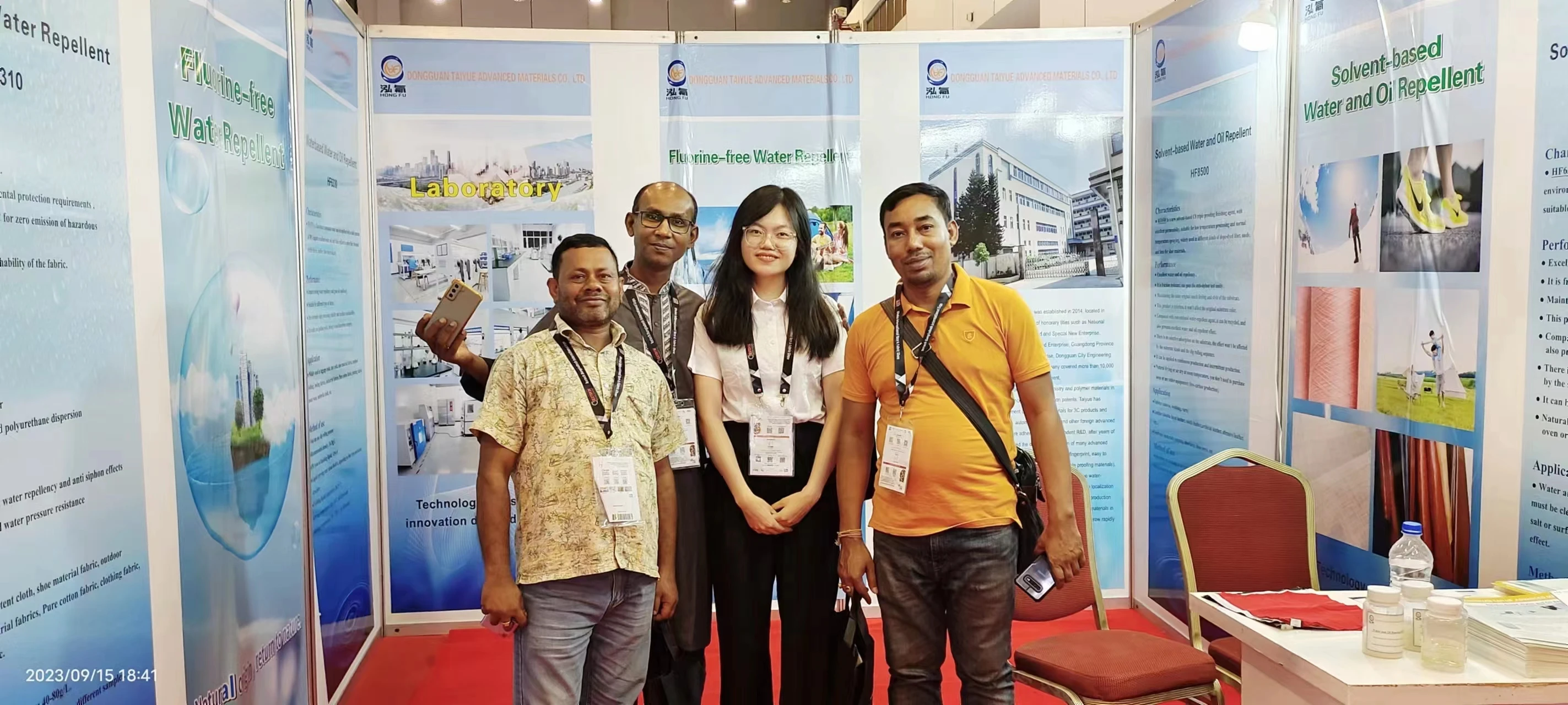 Stock available chemical auxiliary agents with water pressure resistance and washing resistance