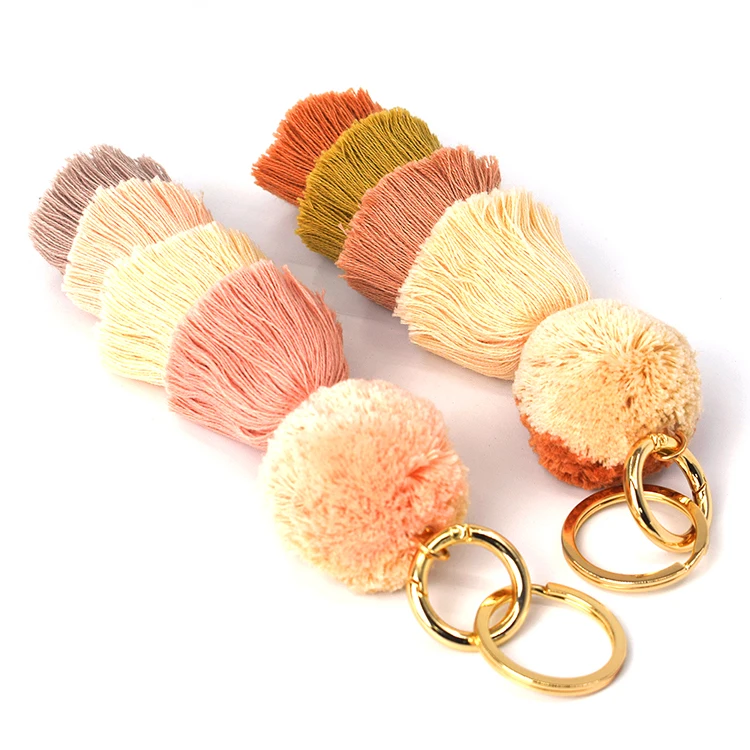 Four-tier tassel pompom key chain charm for handbag & Colorful daisy pompom keychain