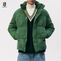 Customized Logo Oversized Jacket Casual Thick Corduroy Warm Heavy Weight  Down Coat Winter Men Quilted Puffer Jackets