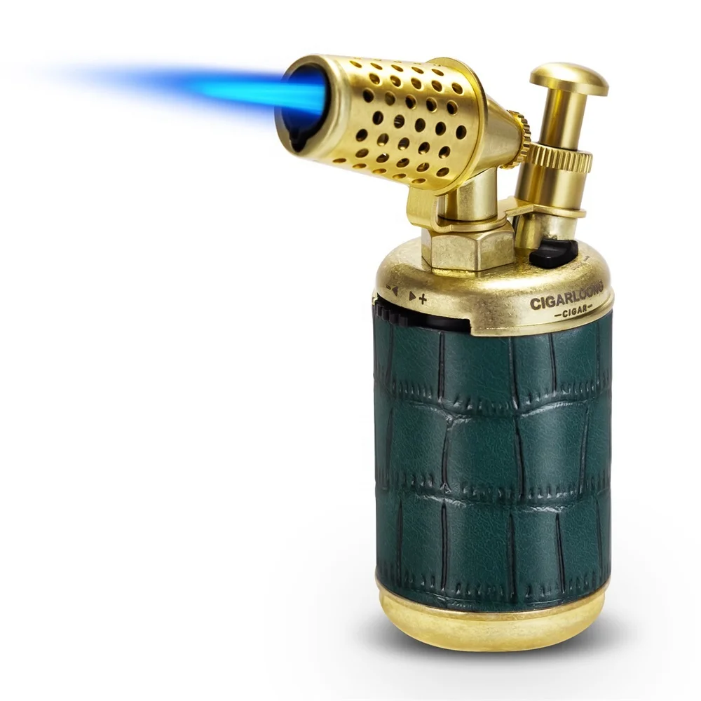 CIGARLOONG Portable Single Jet Blue Flame Cigar Lighter 8mm Hole Open Butane Lighter Cigar Accessories Blue Cigar Lighter