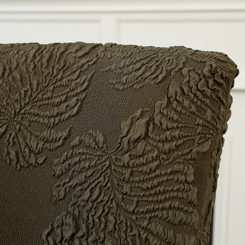 Simple wholesale modern Elastic jacquard chair covers Khaki Green small Dining chair seat covers for Dining Room