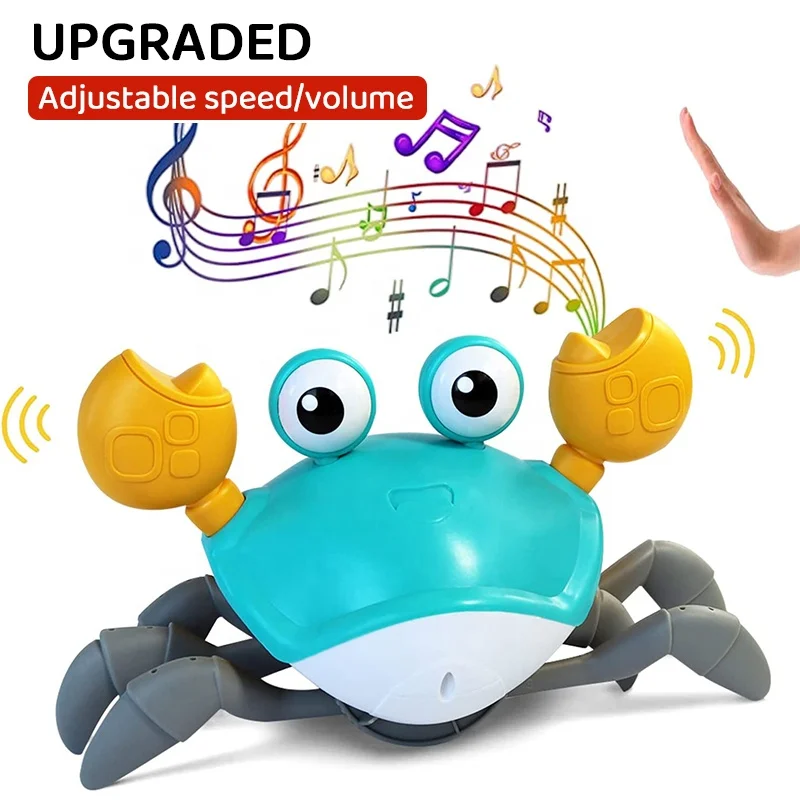 Upgraded Baby Musical Crab Squeaky Walking Crawling Electric Walking Sensor Crab Moving Crab Baby Toy