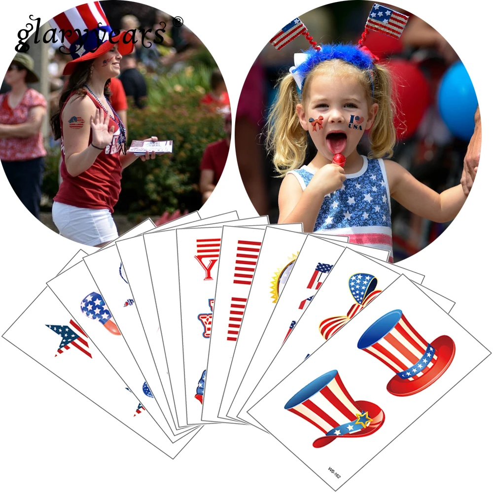 American Independence Day Flag Waterproof Fashion Design Body Art Temporary Tattoo Sticker WS152-WS162