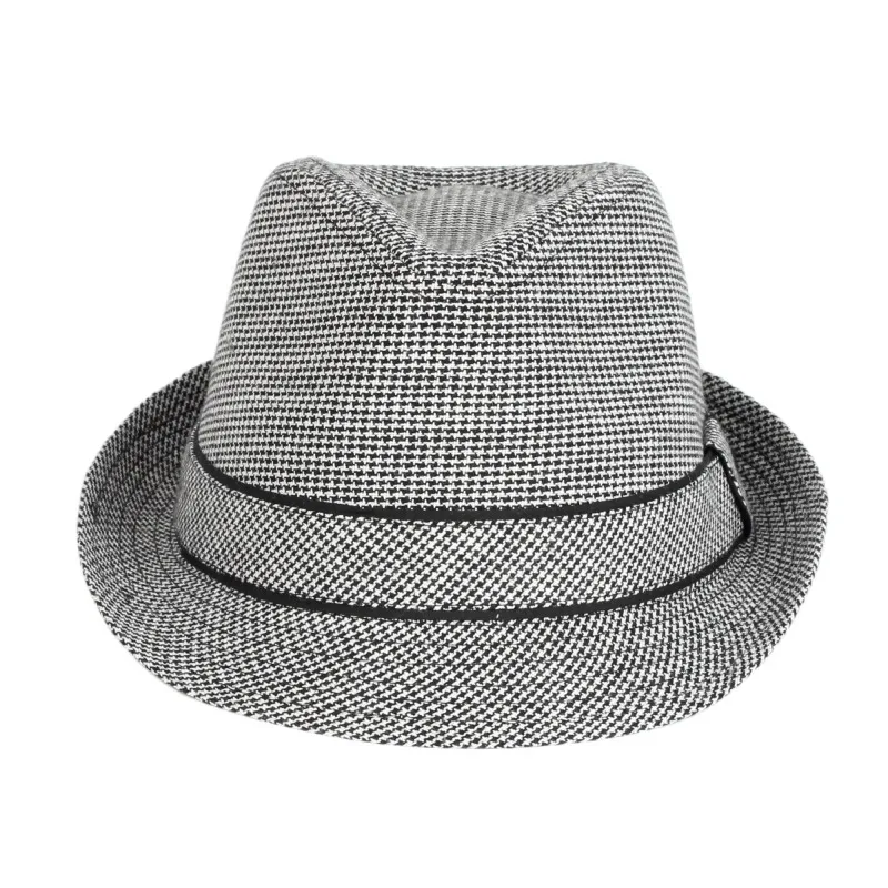 Wholesale Unisex Classic Spring Autumn Checked Black White Swallow Gird Panama Fedora Hats