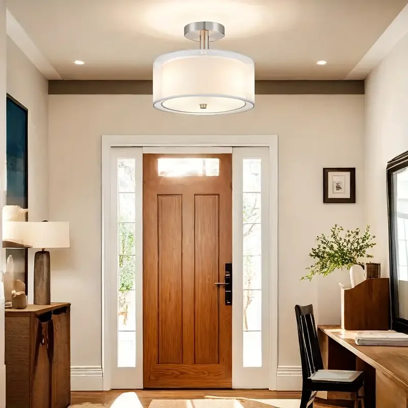 American style ceiling lamp fabric double-layer side hanging surface hanging E26 lamp head ceiling lamp