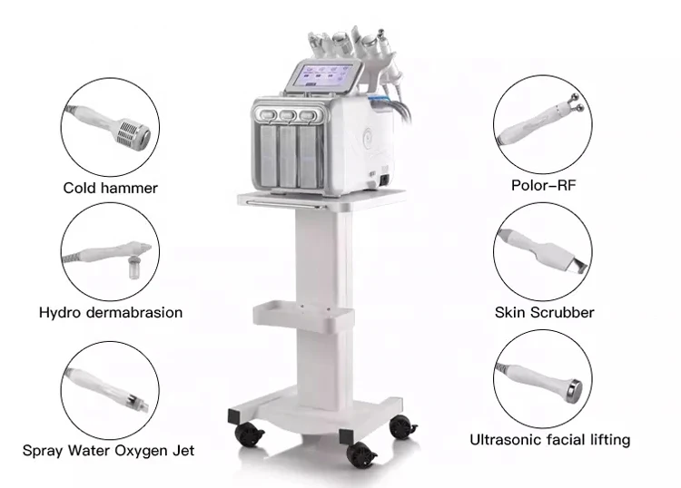 6 in 1 Dermabrasion small bubble skin rejuvenation deep clean black head removal bio eye lift face hydra oxygen facial for salon