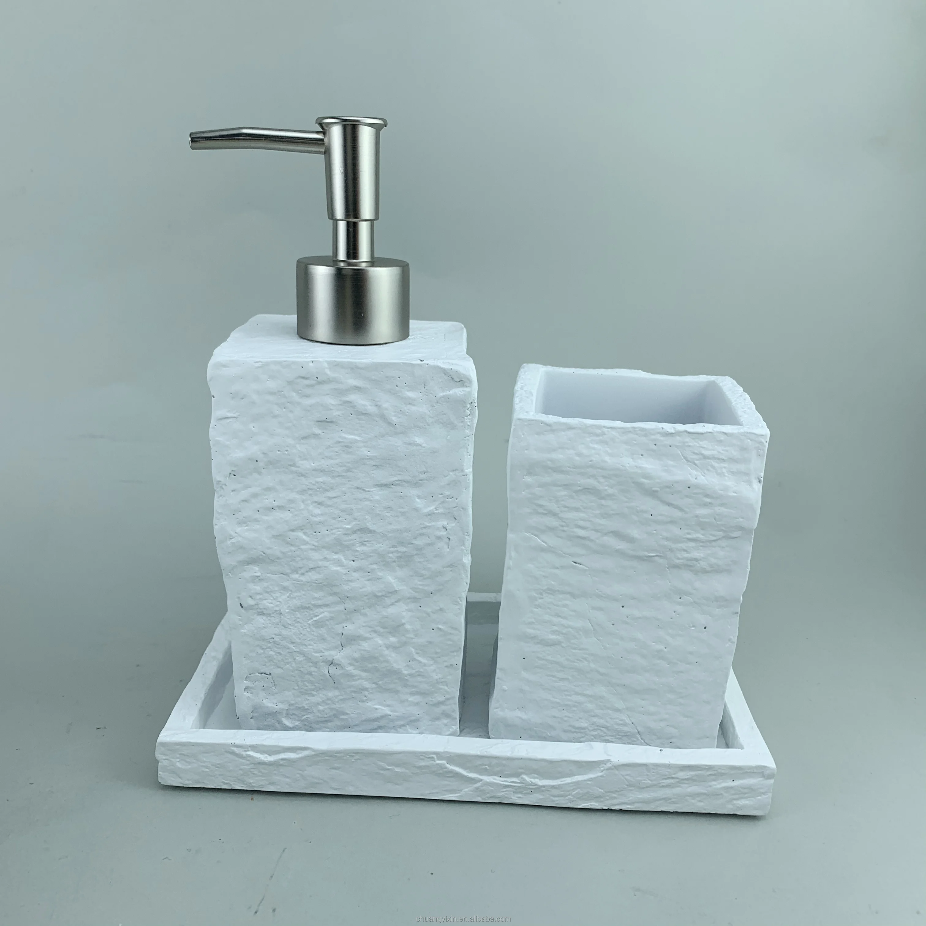 Wholesale Natural Stone Home Decor White Luxury Resin Bathroom Accessories Set